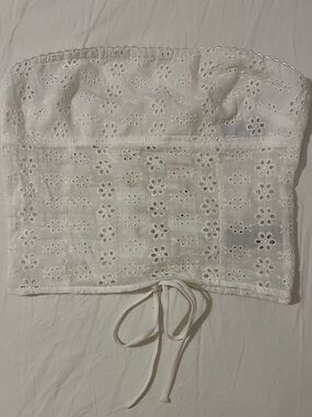 Edikted Cotton Eyelet Lace Up Tube Top